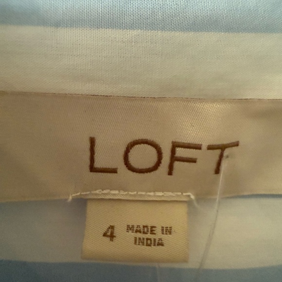 LOFT Light Blue Striped Long Sleeve Dress NWT - Picture 3 of 6